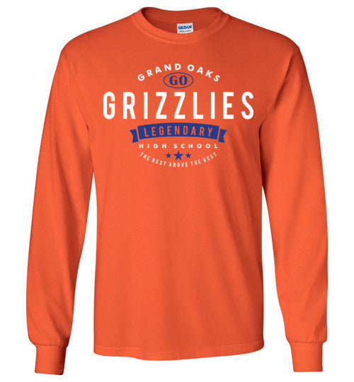 Grand Oaks High School Grizzlies Orange Long Sleeve T-shirt 44