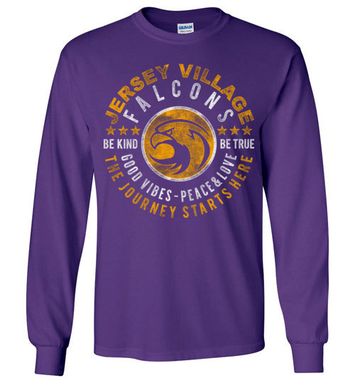 Jersey Village High School Falcons Purple Long Sleeve T-shirt 16