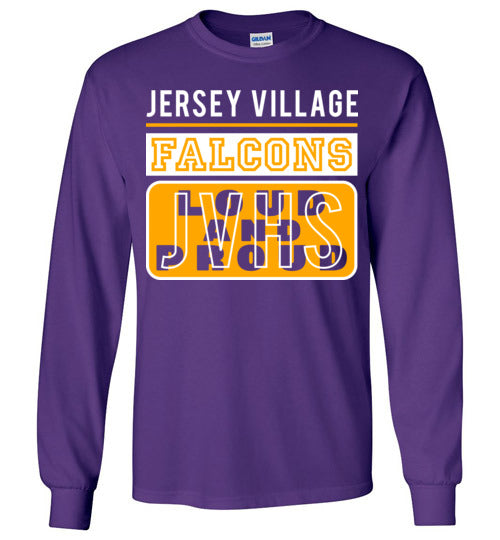 Jersey Village High School Falcons Purple Long Sleeve T-shirt 86