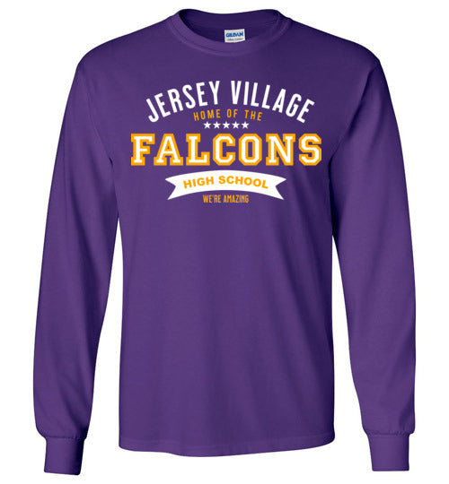 Jersey Village High School Falcons Purple Long Sleeve T-shirt 96