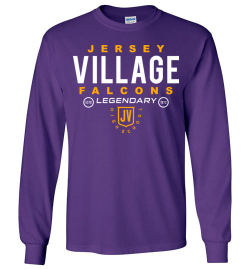 Jersey Village High School Falcons Purple Long Sleeve T-shirt 03