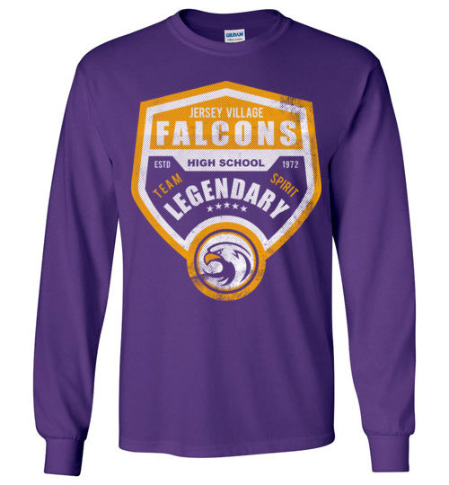 Jersey Village High School Falcons Purple Long Sleeve T-shirt 14