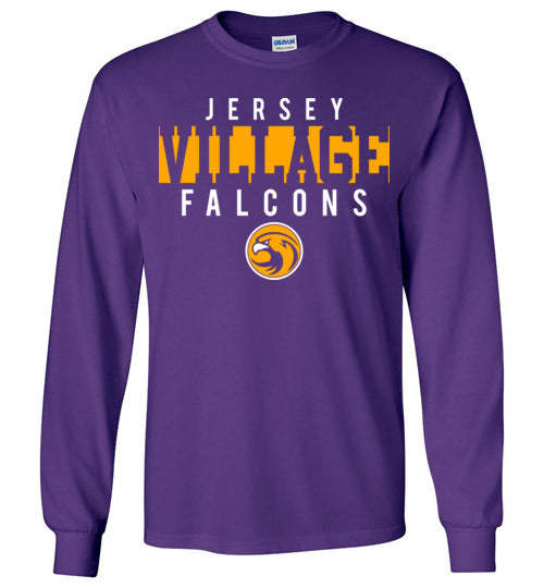 Jersey Village High School Falcons Purple Long Sleeve T-shirt 06