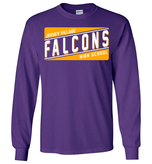 Jersey Village High School Falcons Purple Long Sleeve T-shirt 84