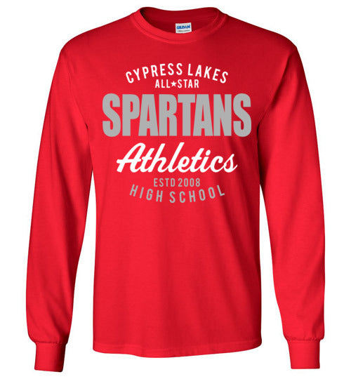 Cypress Lakes High School Spartans Red Long Sleeve T-shirt 34