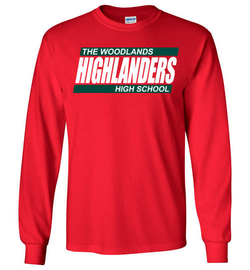 The Woodlands High School Highlanders Red Long Sleeve T-shirt 72