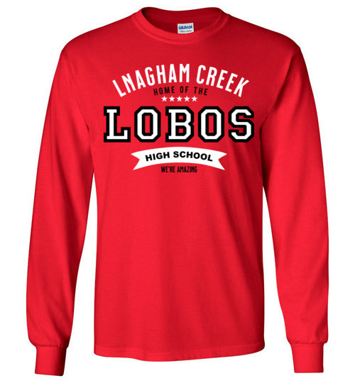 Langham Creek High School Lobos Red Long Sleeve T-shirt 96