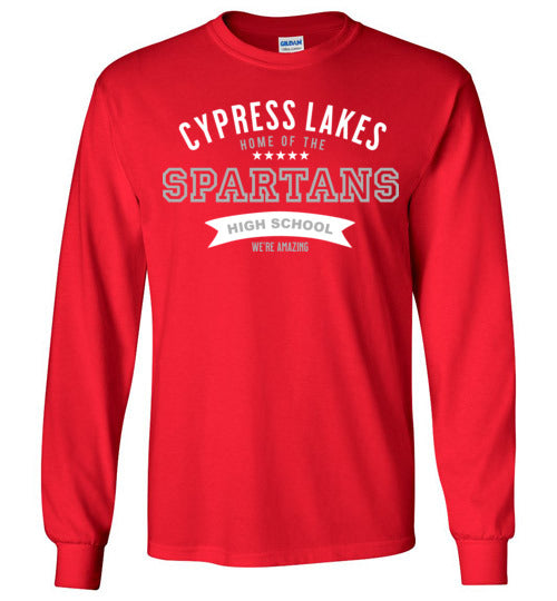 Cypress Lakes High School Spartans Red Long Sleeve T-shirt 96