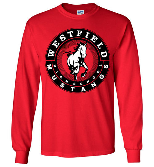 Westfield High School Mustangs Red Long Sleeve T-shirt 02