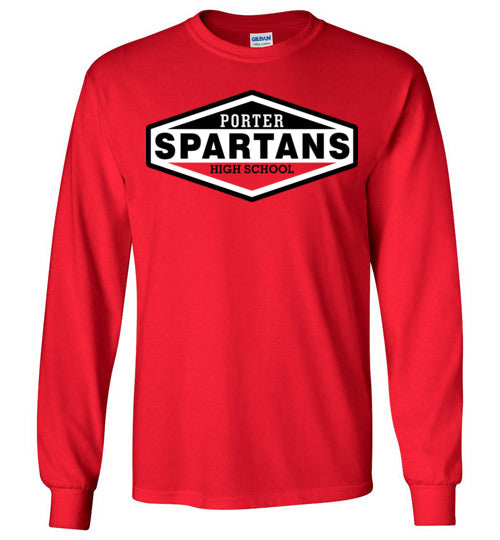 Porter High School Spartans Red Long Sleeve T-shirt 09