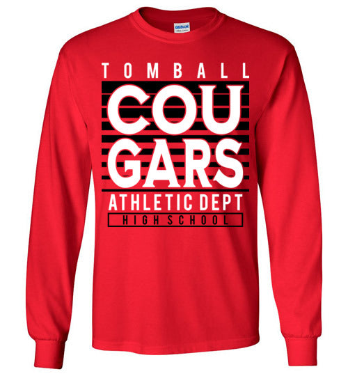 Tomball High School Cougars Red Long Sleeve T-shirt 00