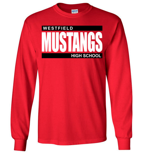 Westfield High School Mustangs Red Long Sleeve T-shirt 98