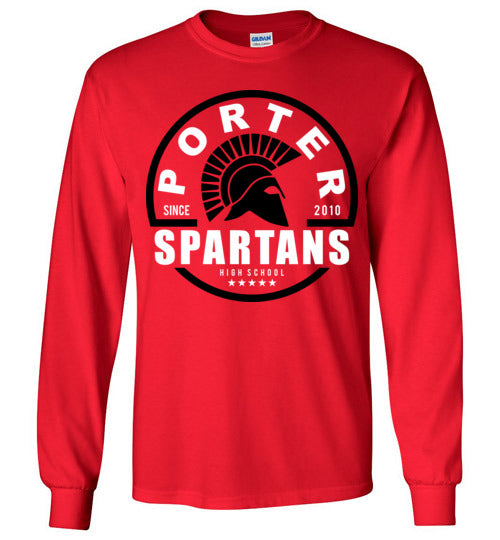 Porter High School Spartans Red Long Sleeve T-shirt 04