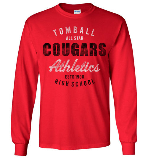 Tomball High School Cougars Red Long Sleeve T-shirt 34