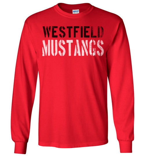 Westfield High School Mustangs Red Long Sleeve T-shirt 17