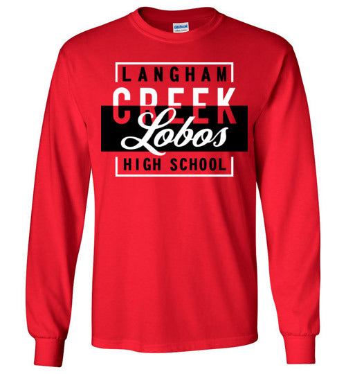 Langham Creek High School Lobos Red Long Sleeve T-shirt 05