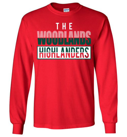 The Woodlands High School Highlanders Red Long Sleeve T-shirt 31