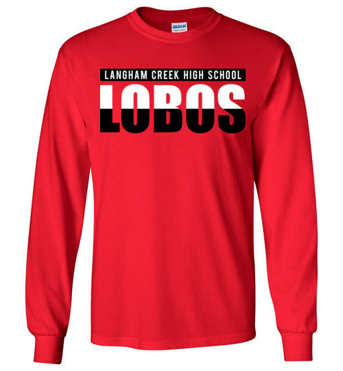 Langham Creek High School Lobos Red Long Sleeve T-shirt  25