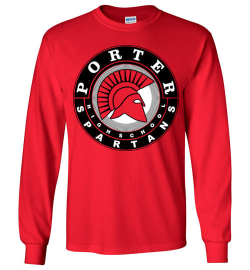 Porter High School Spartans Red Long Sleeve T-shirt 02