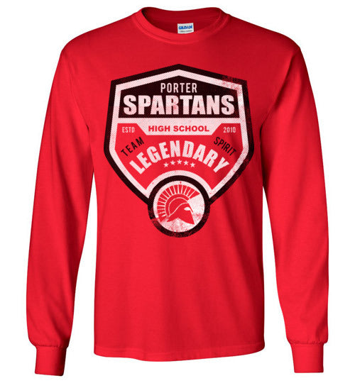 Porter High School Spartans Red Long Sleeve T-shirt 14