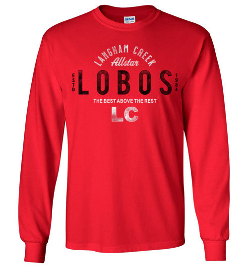 Langham Creek High School Lobos Red Long Sleeve T-shirt 40