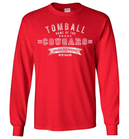Tomball High School Cougars Red Long Sleeve T-shirt 96