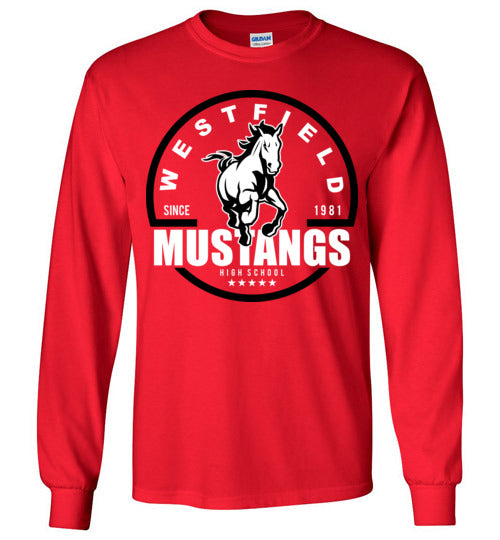 Westfield High School Mustangs Red Long Sleeve T-shirt 04