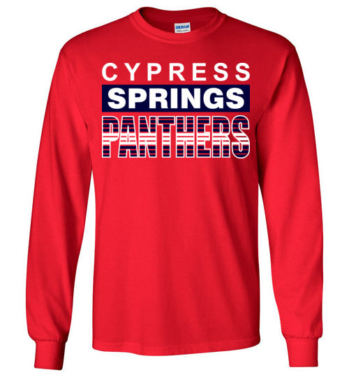 Cypress Springs High School Panthers Red Long Sleeve T-shirt 35