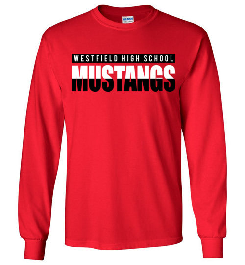 Westfield High School Mustangs Red Long Sleeve T-shirt 25