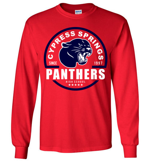 Cypress Springs High School Panthers Red Long Sleeve T-shirt 04