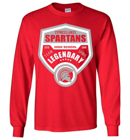 Cypress Lakes High School Spartans Red Long Sleeve T-shirt 14