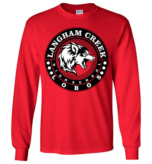 Langham Creek High School Lobos Red Long Sleeve T-shirt 02