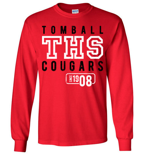 Tomball High School Cougars Red Long Sleeve T-shirt 08
