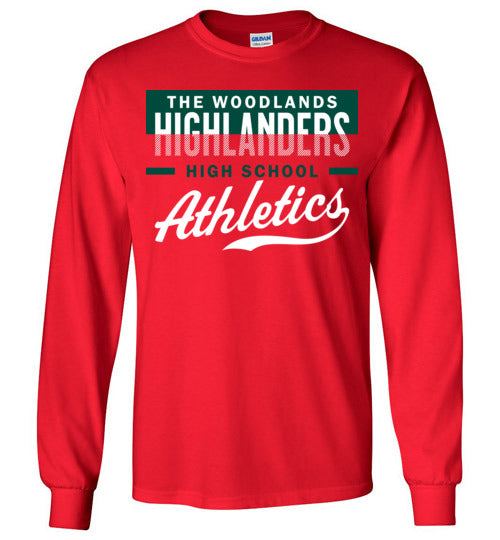 The Woodlands High School Highlanders Red Long Sleeve T-shirt 48