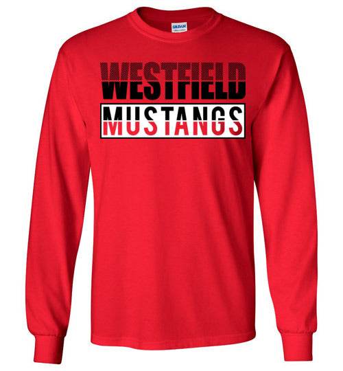 Westfield High School Mustangs Red Long Sleeve T-shirt 31