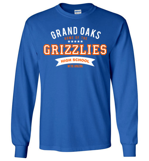 Grand Oaks High School Grizzlies Royal Blue Long Sleeve T-shirt 96