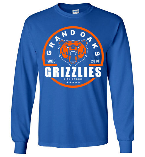 Grand Oaks High School Grizzlies Royal Blue Long Sleeve T-shirt 04