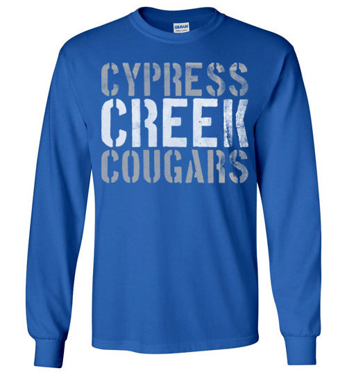 Cypress Creek High School Cougars Royal Blue Long Sleeve T-shirt 17