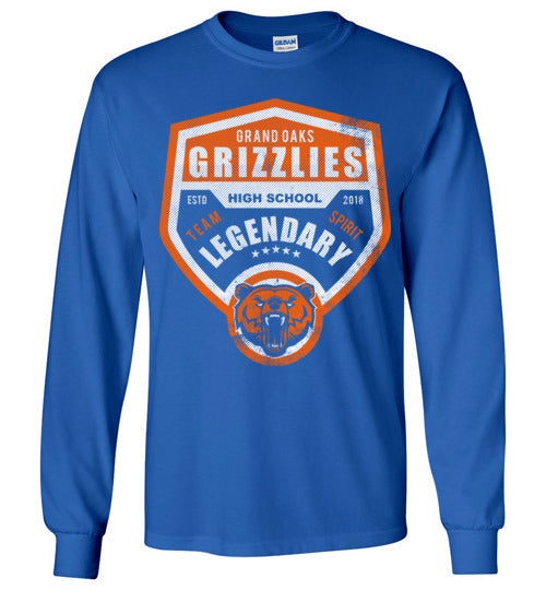 Grand Oaks High School Grizzlies Royal Blue Long Sleeve T-shirt 14