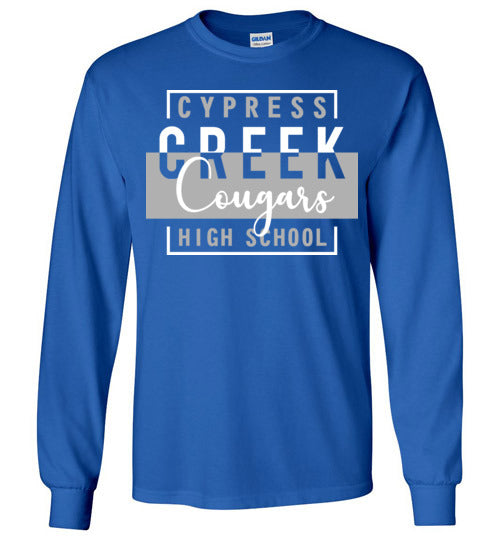 Cypress Creek High School Cougars Royal Blue Long Sleeve T-shirt 05