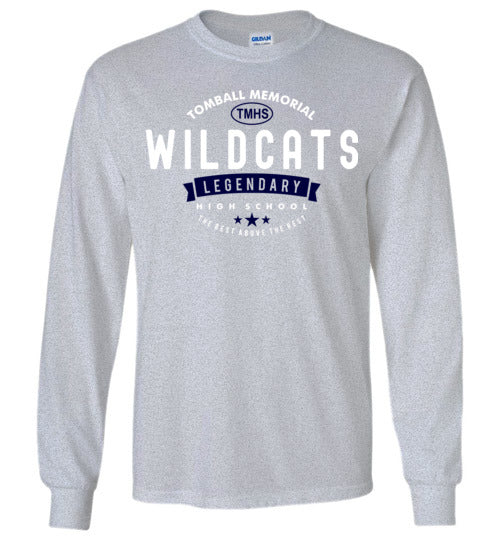 Tomball Memorial High School Wildcats Sports Grey Long Sleeve T-shirt 44