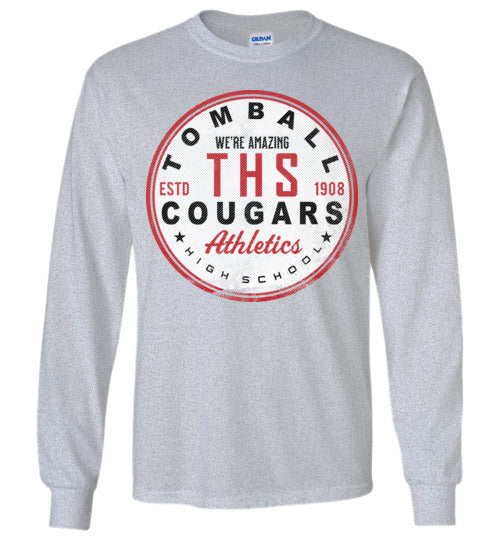 Tomball High School Cougars Sports Grey Long Sleeve T-shirt 28