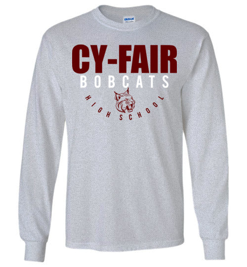 Cy-Fair High School Bobcats Sports Grey Long Sleeve T-shirt 12