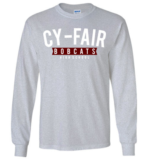 Cy-Fair High School Bobcats Sports Grey Long Sleeve T-shirt 21