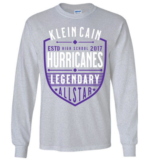 Klein Cain High School Hurricanes Sports Grey Long Sleeve T-shirt 62