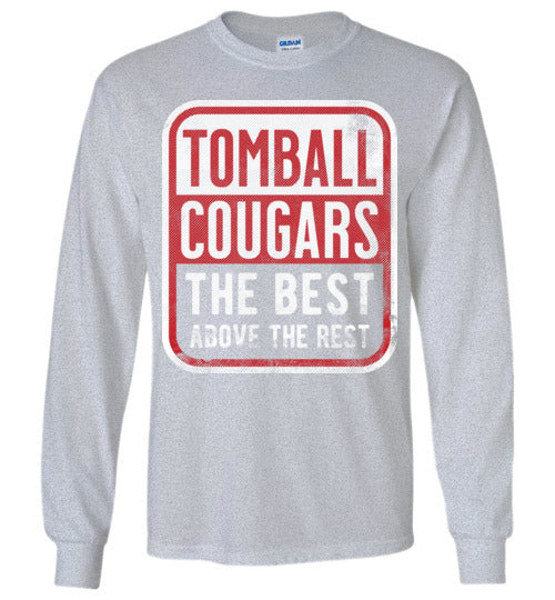 Tomball High School Cougars Sports Grey Long Sleeve T-shirt 01