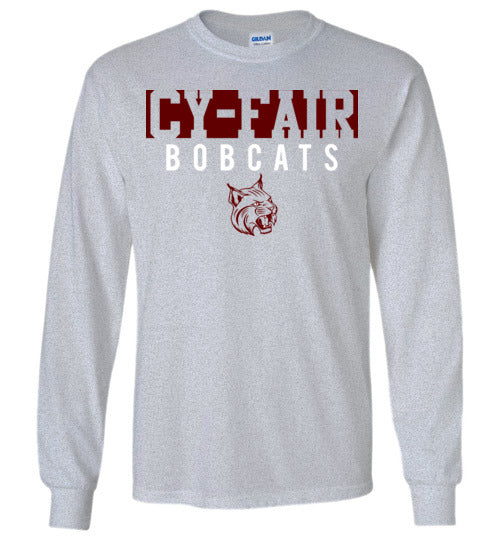 Cy-Fair High School Bobcats Sports Grey Long Sleeve T-shirt 06