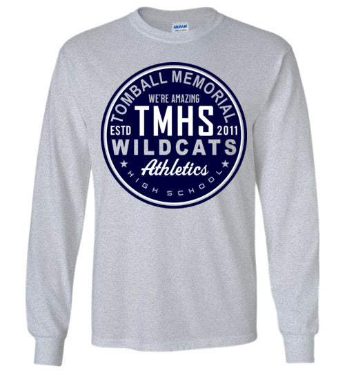 Tomball Memorial High School Wildcats Sports Grey Long Sleeve T-shirt 28