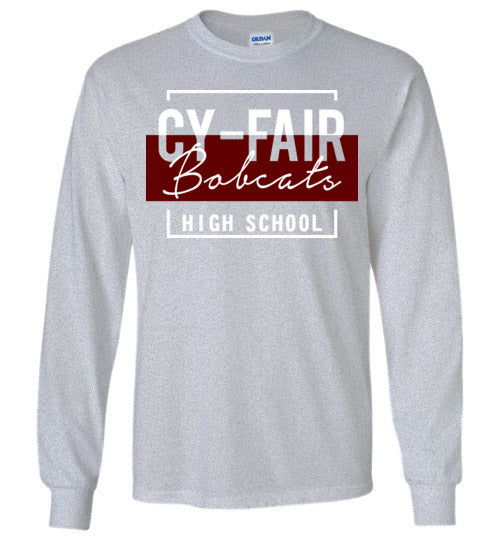 Cy-Fair High School Bobcats Sports Grey Long Sleeve T-shirt 05