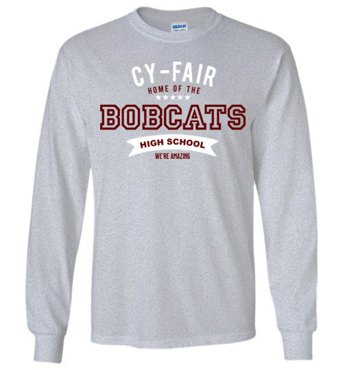 Cy-Fair High School Bobcats Sports Grey Long Sleeve T-shirt 96